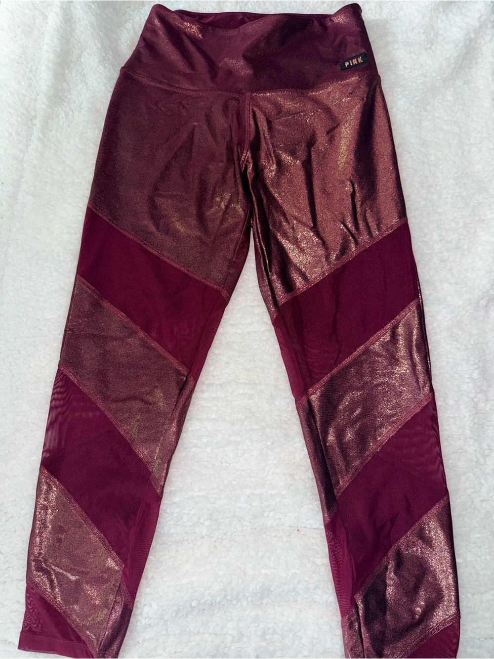 PINK Victoria's Secret Metallic Burgundy Leggings